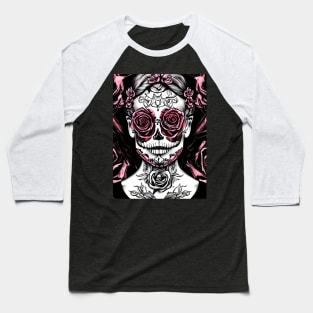 Skull Rose Eye Tattoo Baseball T-Shirt